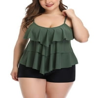 Chama Womens Plus size 2-komadića kupaći kostimi s tiskanim kupaćim kostimima Tummy Control Tankini kupaći kostimi