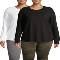 Ženska majica veličine & veličine plus dugih rukava za svaki dan, 2 pakiranja