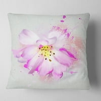 Ilustracija ružičaste ruže DesignArt - Cvjetni jastuk za bacanje - 18x18