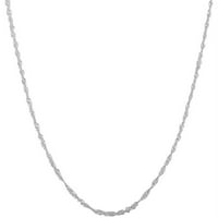 Ogrlica lanca Sterling Silver Singapur, 16 ”do 30”, s kopčama za prstene, za žene, djevojke, unisex