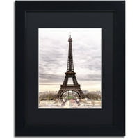 Zaštitni znak likovna umjetnost Eiffelov toranj platno umjetnost Philippea Hugonnarda, Black Matte, crni okvir