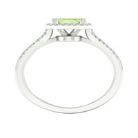 Imperijalni dragulj 10K Bijelo zlato smaragd izrezan zeleni ametist ct tw dijamant Halo Ženski prsten