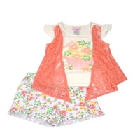 Nannette čipka prsluk 2fer Top i i cvjetni kratki, dvodijelni set odjeća