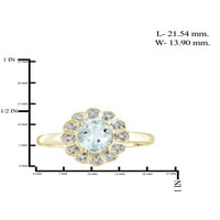 Jewelersclub akvamarinski prsten nakit za rođeni kamen - 1. karat aquamarine 14K Zlatni nakit od srebrnog prstena