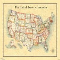 Trends International USA Map Wall Poster 22.375 34