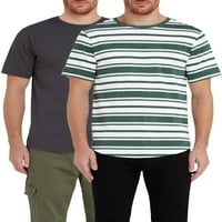 Studio muški i veliki muški dugački prugasti i čvrste majice, 2-pack, veličine xs-5xl, muške majice