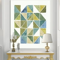 DesignArt 'Geometrijski zeleni trokut I' Moderno i prijelazno platno umjetničko djelo