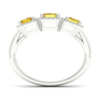 Imperijalni dragulj 10k Bijelo zlato smaragdni izrezani citrin ct tw dijamant Tri kamena halo ženski prsten