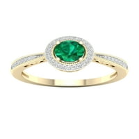 Imperijalni dragulj 10k žuto zlato okrugli rez smaragd ct tw dijamant Halo ženski prsten