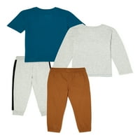 Djeca iz Ganimals Boys Grafičke majice, tkane jogger hlače i trenirke, četverodijelni set odjeće, veličine 4-10