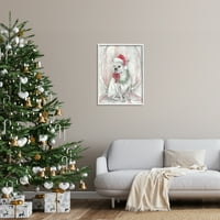 Stupell Industries French Bulldog Djed Mraz Claus Hat Svečani božićni vijenac, 30, dizajn Debi Coules