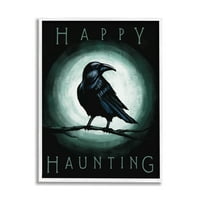 Stupell Industries Happy Hauntings fraza Black Crow smještena svečana Noć vještica, 30, koju je dizajnirala Elizabeth
