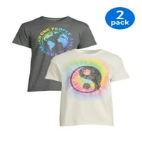 Humor muški i veliki muški yin yang i jedna grafička grafička majica s kratkim rukavima s planetom, 2-pack