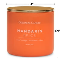 Kolonijalna svijeća Mandarin Spice Mirisana staklena svijeća - Pop of Color Collection - 14. OZ - HR Burn