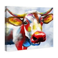 Wynwood Studio životinje zidne umjetničke platnene platnene otiske 'Boja škljocanje goveda' Životinje - crvena,