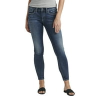 Silver Jeans Co. Ženske britt nisko uspon mršave traperice, veličine struka 24-36
