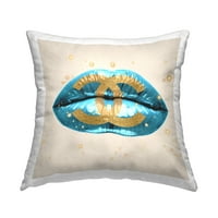Stupell Industries Blue modni ruž za usne usne Square Dekorativni tiskani jastuk za bacanje, 18