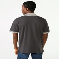 Besplatni montažni muški navršeni rastezljivi pique zip polo majica s kratkim rukavima