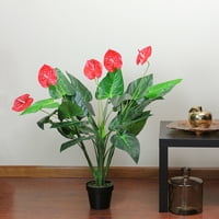 41 lončana tropska zelena i crvena umjetna biljka Anthurium