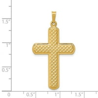 Privjesak u obliku križa s lancem od poliranog i teksturiranog žutog zlata od Aircarat