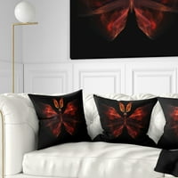 DesignArt crveni fraktalni leptir u tamnom - Sažetak jastuka za bacanje - 18x18