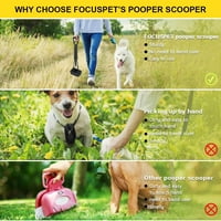 Pooper Scooper za velike i srednje, male pse, sklopiva dugačka ručica, čvrsta i izdržljiva sjajna za šljunak, travu,