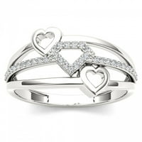 1 10ct TW Diamond 10k Bijelo zlato složeno srce modni prsten