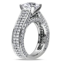 3- Carat T.G.W. Stvoren bijeli safir sterling srebrni zaručnički prsten