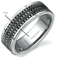 Muški ravni rub udobnost fit keramički i volframski vjenčani bend prsten