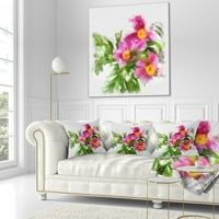 DesignArt akvarel ružičaste drvene peonice - jastuk za cvjetne bacanja - 18x18