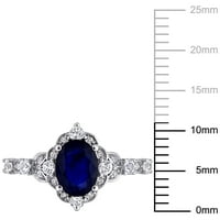 Miabella ženska ct difuzno plavo -bijeli safirski dijamantni naglasak 10kt bijeli zlatni halo prsten