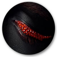 DesignArt 'Prekrasna crna koža žensko oči s modernim metalnim zidnim umjetnošću crvenih dijamanata - disk od 23