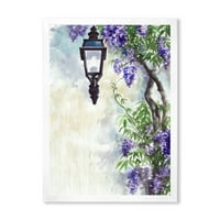 DesignArt 'Lilac Tree Lantern Vintage Impression' Tradicionalni uokvireni umjetnički tisak