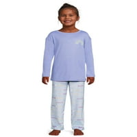 Gornji dio s dugim rukavima za djevojčice i hlače od dresa s pletenim flanelom, pidžama Set od 2 komada, veličine