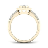1 2CT TDW Diamond 10K žuto zlato okrugli halo zaručnički prsten