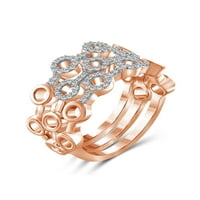 Dijamantni prstenovi za žene-karatni bijeli dijamantni nakit-ružičasto zlato preko srebra-dijamantni prstenovi za