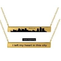 Personalizirano srebro srebro, zlato, 10k ili 14K City Skyline bar ogrlica s lancem veze