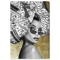 Wynwood Studio Fashion and Glam Wall Art Canvas Otisci 'Božica Tigrisova portreta - crno, zlato