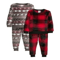 Pidžama Set za malu djecu s plišanim vrhovima i joggerima za trčanje i čarapama 6 komada veličine 12m-5T