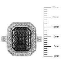 Ženski crni dijamantni prsten od srebra od srebra s crnim rodijem od srebra