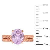 Ženski zaručnički prsten od 14 karatnog ružičastog zlata od 14 karatnog ružičastog zlata s dvostrukom trakom za