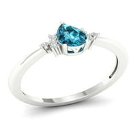 Imperijalni dragulj 10K bijelo zlato Kruška izrezani švicarski plavi topaz ct tw dijamantski ženski prsten