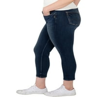 Tvrtka Silver Jeans. Ženske uske traperice srednje veličine plus, ošišane uske traperice srednjeg rasta
