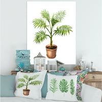 DesignArt 'Palm Plant in Clay Flowerpot' Tradicionalno platno zidno umjetnički tisak