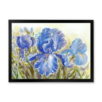DesignArt 'Blue Irises cvjetajući cvijeće tradicionalni uokvireni umjetnički tisak