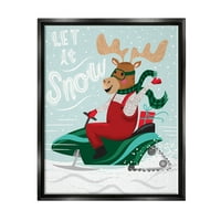Neka snijeg Moose Saleigh Holiday Graphic Art Jet Crni uokvireni umjetnički print zidna umjetnost