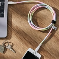 onn. Munja na USB-C svjetlucav kabel, lagana multi-boja, 6 '