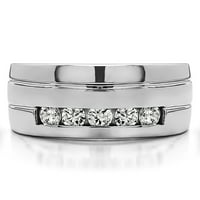 Dijamanti i safirski montirani u srebrnim dijamantima i safirski suvremeni dizajn muški prsten