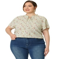 Jedinstvene ponude ženske plus veličine samoajave ruffle bluze naklonjene cvjetni vrh