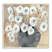 Stupell Industries Sažetak Bijeli cvjetanje buket neutralno sivo smeđe zidne ploče, 15, dizajn Samuela Dixona